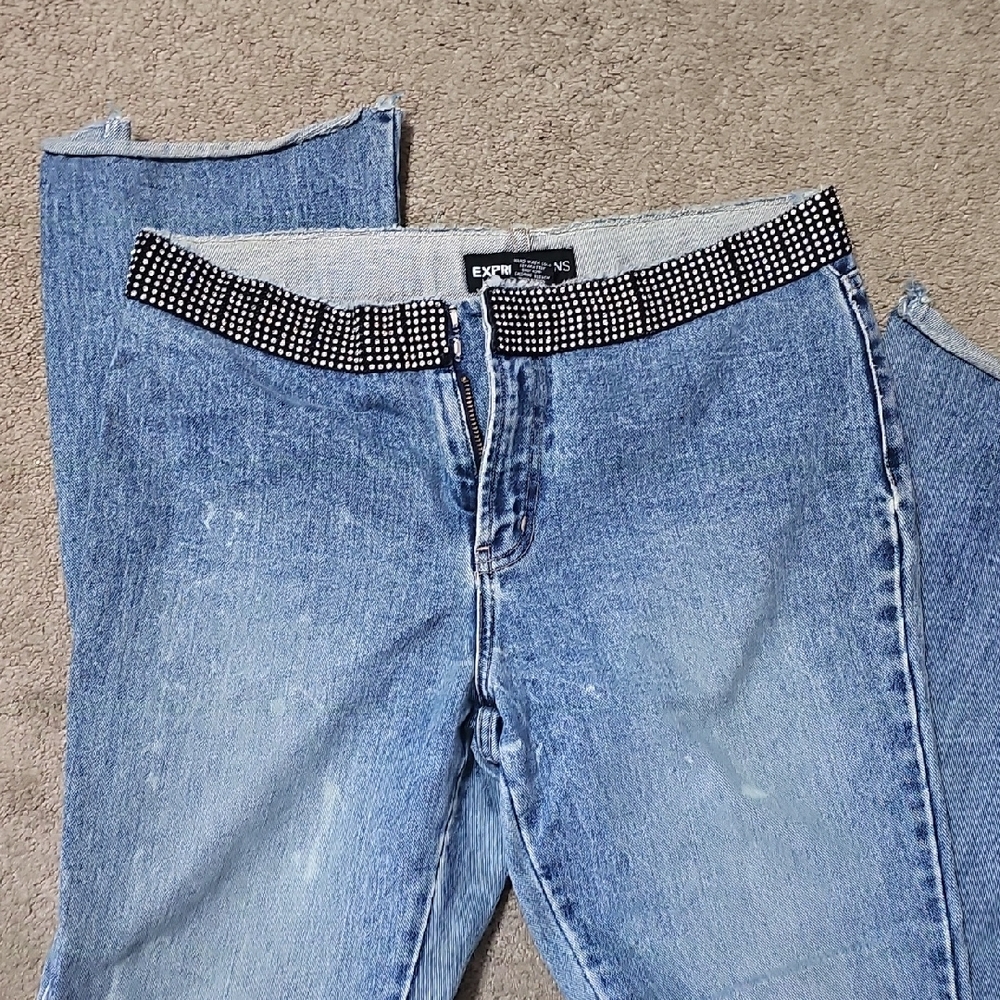Express Denim Jeans with Black Studded Waistband